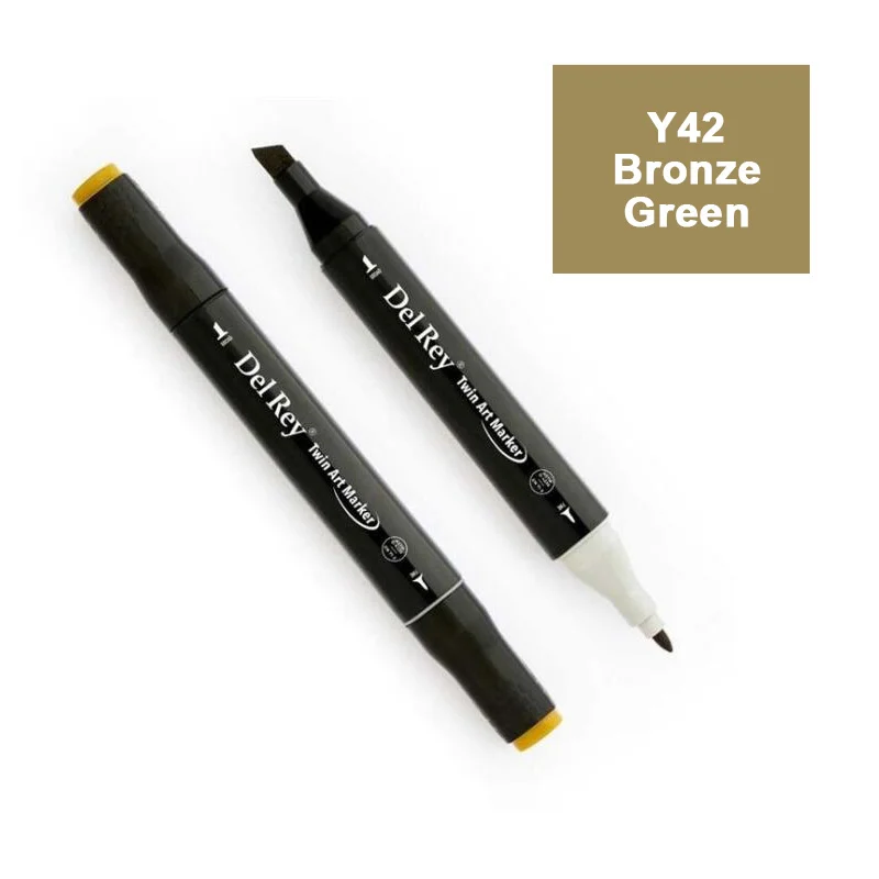 DEL REY TWIN MARKER Y42 BRONZE GREEN ÇİFT UÇLU GRAFİK KALEMİ MN-DR042 (Best)