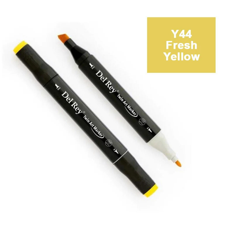 DEL REY TWIN MARKER Y44 FRESH YELLOW ÇİFT UÇLU GRAFİK KALEMİ MN-DR044 (Best)