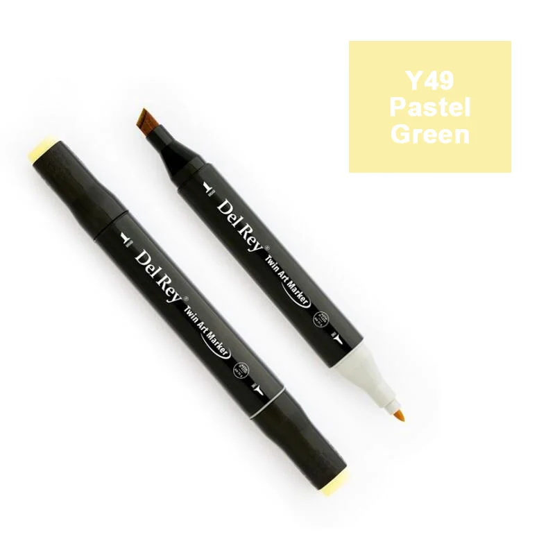 DEL REY TWIN MARKER Y49 PASTEL GREEN ÇİFT UÇLU GRAFİK KALEMİ MN-DR049 (Best)