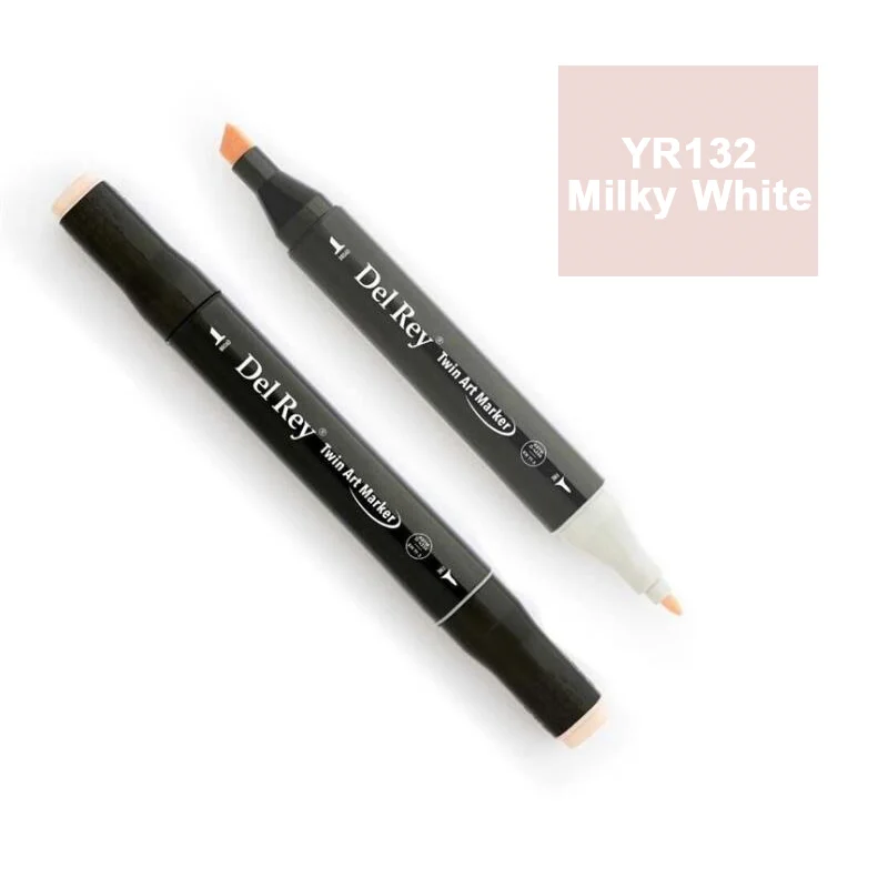 DEL REY TWIN MARKER YR132 MİLKY WHİTE ÇİFT UÇLU GRAFİK KALEMİ MN-DR132 (Best)