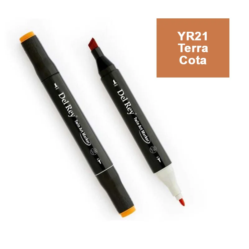 DEL REY TWIN MARKER YR21 TERRA COTA ÇİFT UÇLU GRAFİK KALEMİ MN-DR021 (Best)