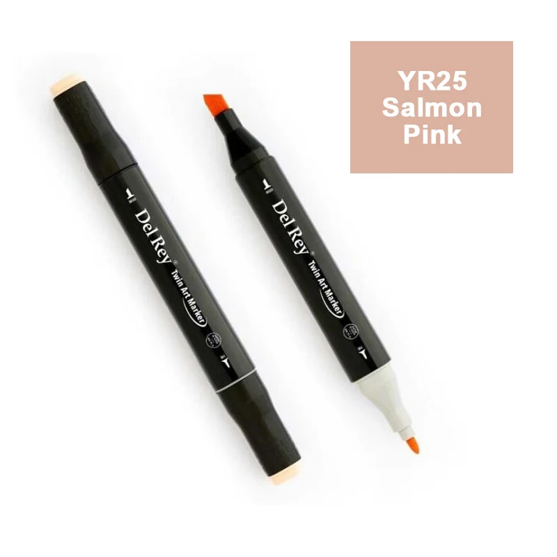 DEL REY TWIN MARKER YR25 SALMON PİNK ÇİFT UÇLU GRAFİK KALEMİ MN-DR025 (Best)