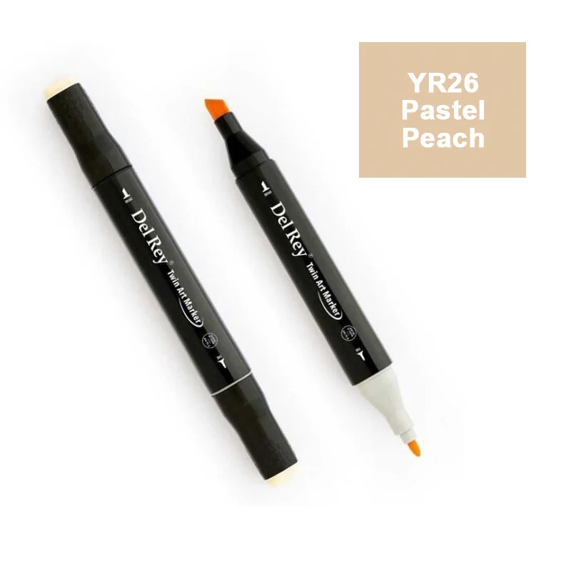 DEL REY TWIN MARKER YR26 PASTEL PEACH ÇİFT UÇLU GRAFİK KALEMİ MN-DR026 (Best)