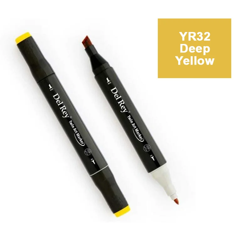 DEL REY TWIN MARKER YR32 DEEP YELLOW ÇİFT UÇLU GRAFİK KALEMİ  MN-DR032 (Best)