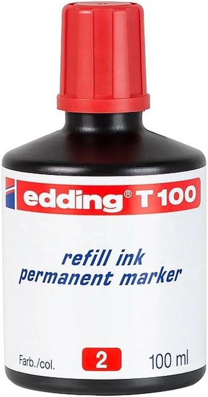 EDDİNG T100 KIRMIZI PERMANENT MÜREKKEP 100ML (Best)