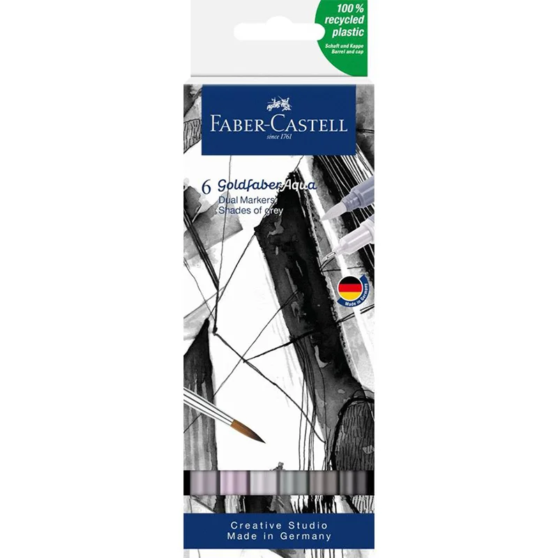 FABER AQUA ÇİFT UÇLU MARKÖR KALEM 6 LI GRİ TONLAR 164522 (Best)