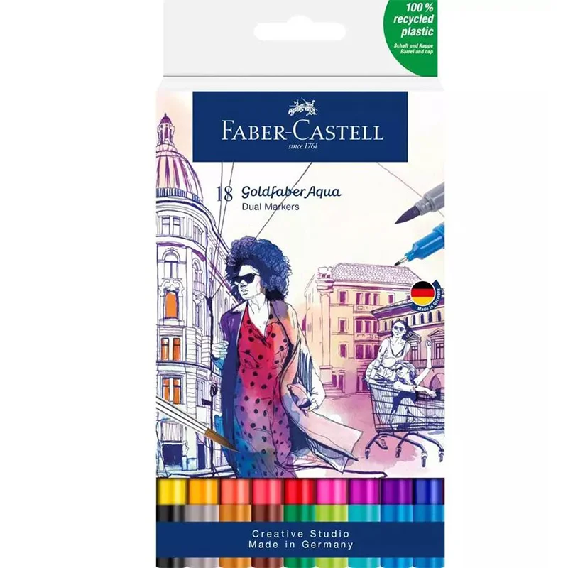 FABER GOLDFABER AQUA ÇİFT UÇLU MARKÖR KALEM 18 Lİ 164618 (Best)