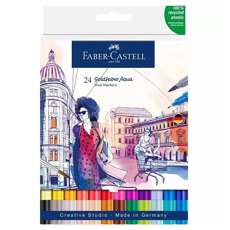 FABER GOLDFABER AQUA ÇİFT UÇLU MARKÖR KALEM 24 LÜ 881646240 (Best)