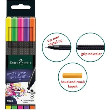 FABER GRIP FİNEPEN NEON 5 Lİ 20151603 (Best)
