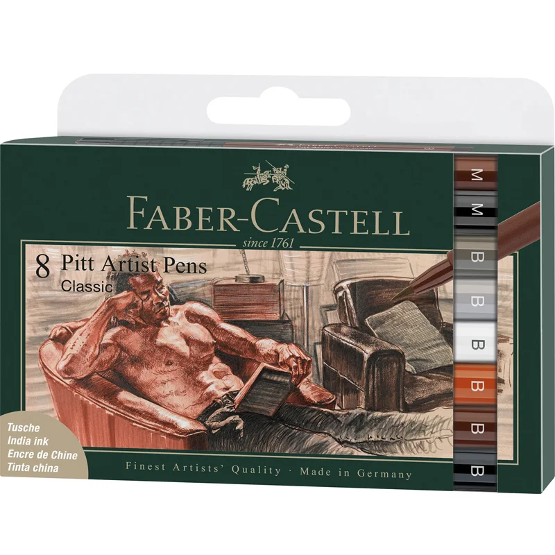FABER PITT ARTİST PEN FIRÇA UÇLU ÇİZİM KALEMİ 8 Lİ KLASİK 167172 (Best)