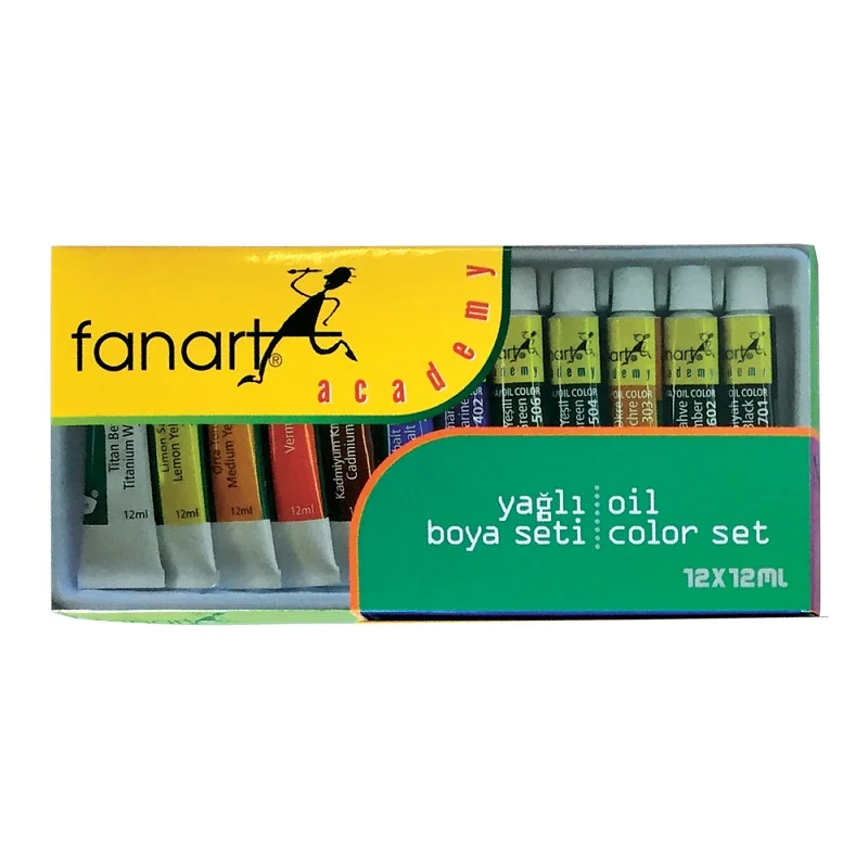 FANART 12x12 ml YAĞLI BOYA 12 RENK F-1000.S12 (Best)