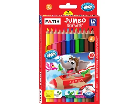 FATİH 12 RENK JUMBO TAM BOY KURU BOYA 33340 (Best)