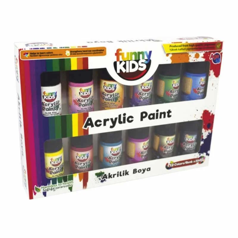 FUNNY KIDS 1950 12 RENK AKRİLİK BOYA 20 ML 05685 (Best)