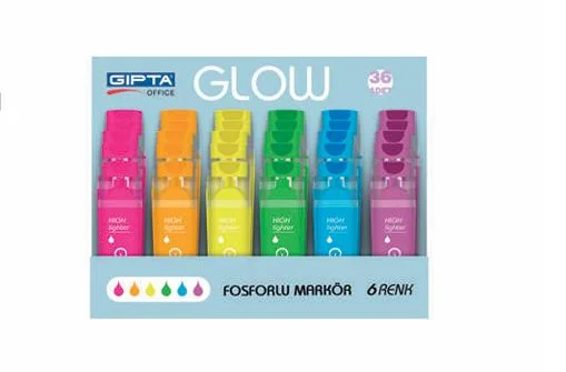 GIPTA FOSFORLU KALEM GLOW NEON 36 LI STAND F1578 (Best)
