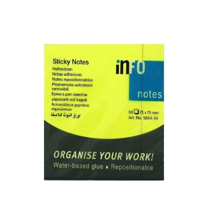 INFO NOTES 75x75 FOSFOR SARI POSTİT 80 yp 565434 (Best)