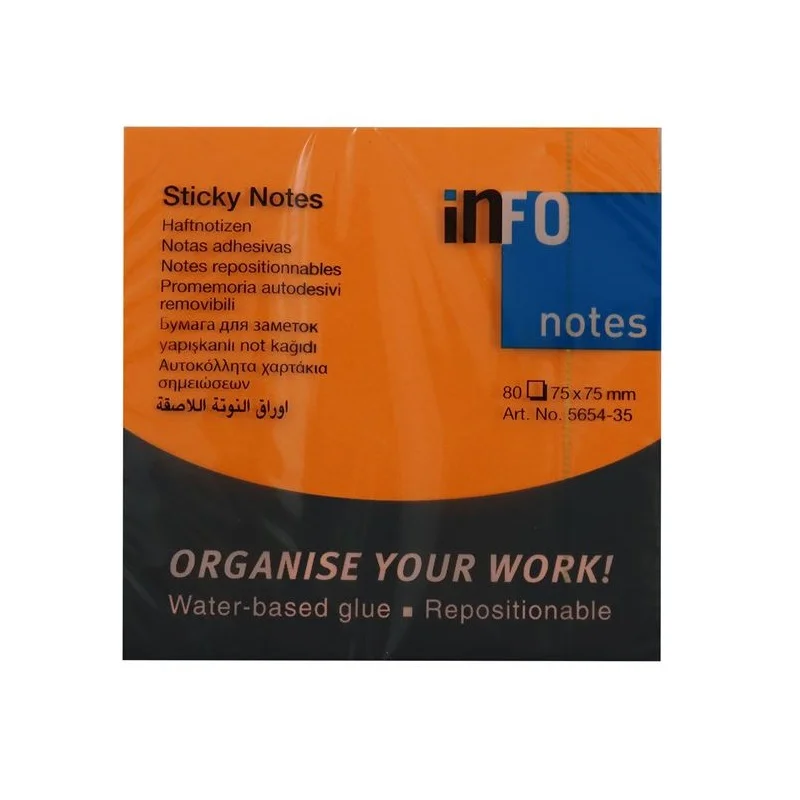 INFO NOTES 75x75 FOSFOR TURUNCU POSTİT 80 yp 565435 (Best)