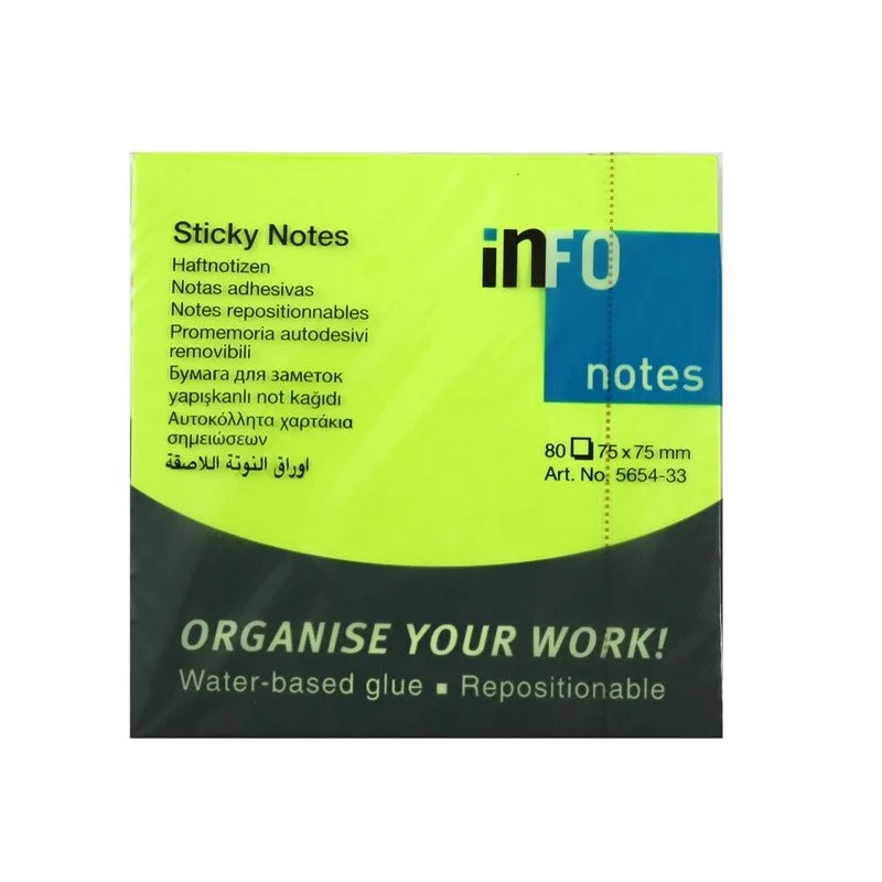INFO NOTES 75x75 FOSFOR YEŞİL POSTİT 80 yp 565433 (Best)