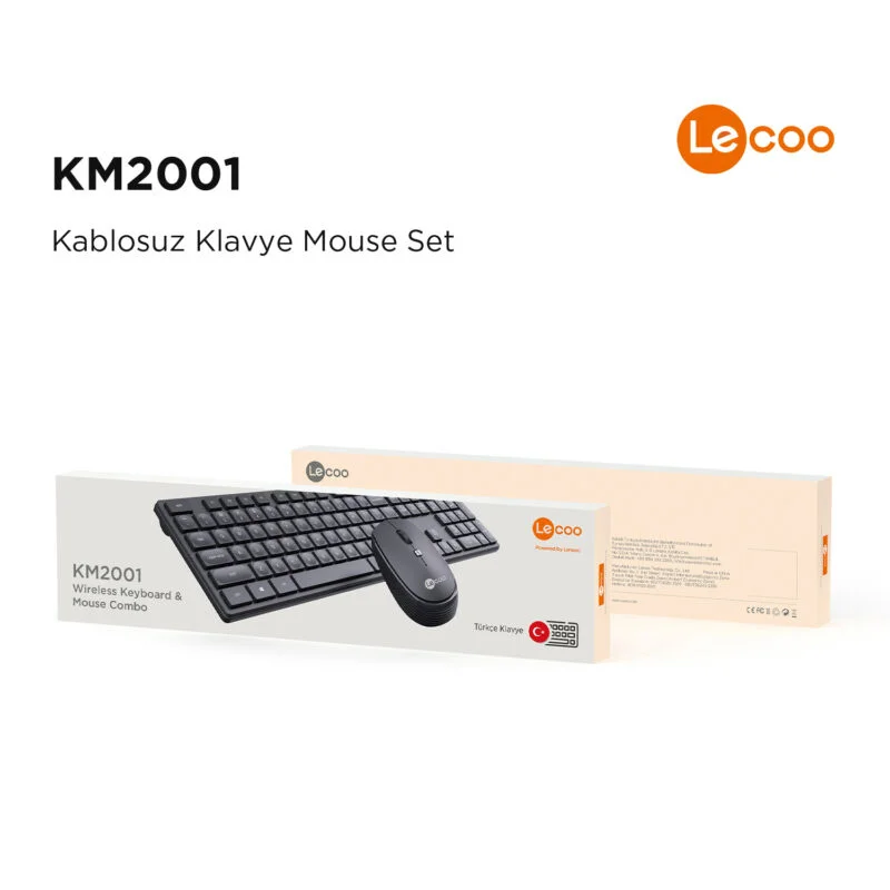 LECOO KM2001 KLAVYE &amp; MOUSE KABLOSUZ SET SİYAH (Best)