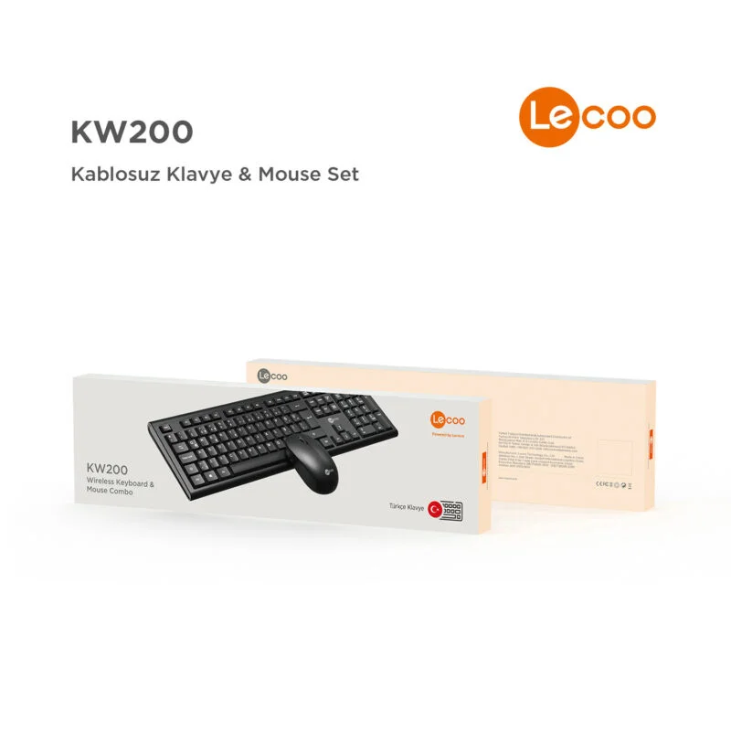 LECOO KW200 SİYAH KABLOSUZ KLAVYE & MOUSE SET (Best)