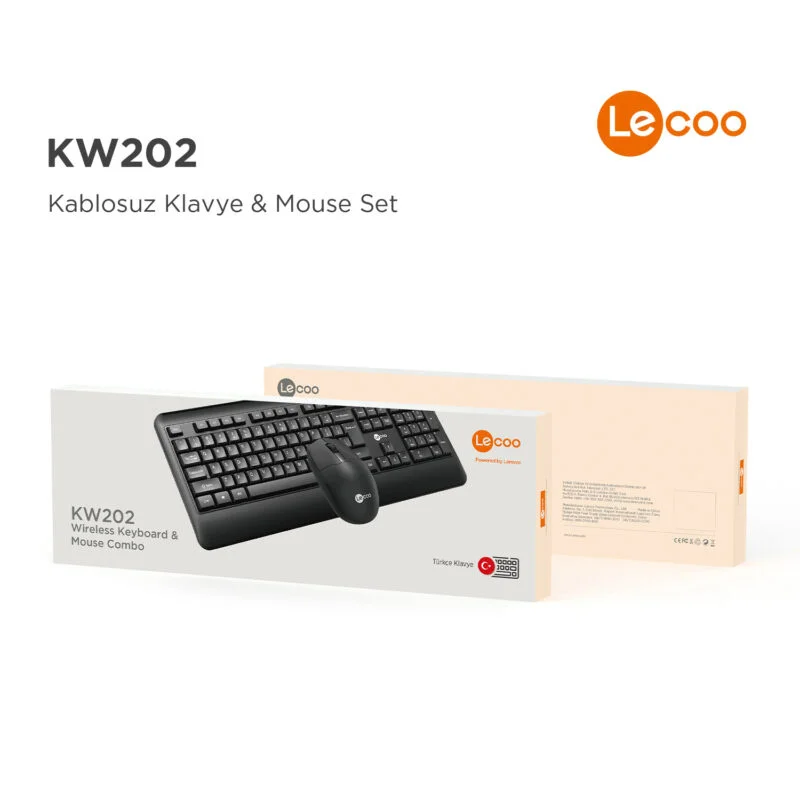 LECOO KW202 SİYAH KABLOSUZ KLAVYE & MOUSE SET (Best)