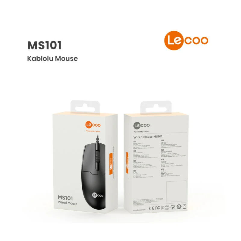 LECOO MS101 SİYAH USB KABLOLU MOUSE (Best)