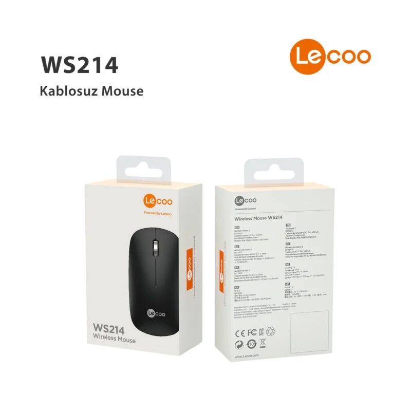 LECOO WS214 SİYAH SESSİZ KABLOSUZ MOUSE (Best)