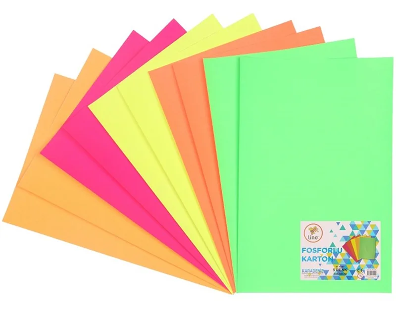 LINO 20x30 FOSFORLU FON KARTONU 5 RENK 10 LU PP-0151 (Best)
