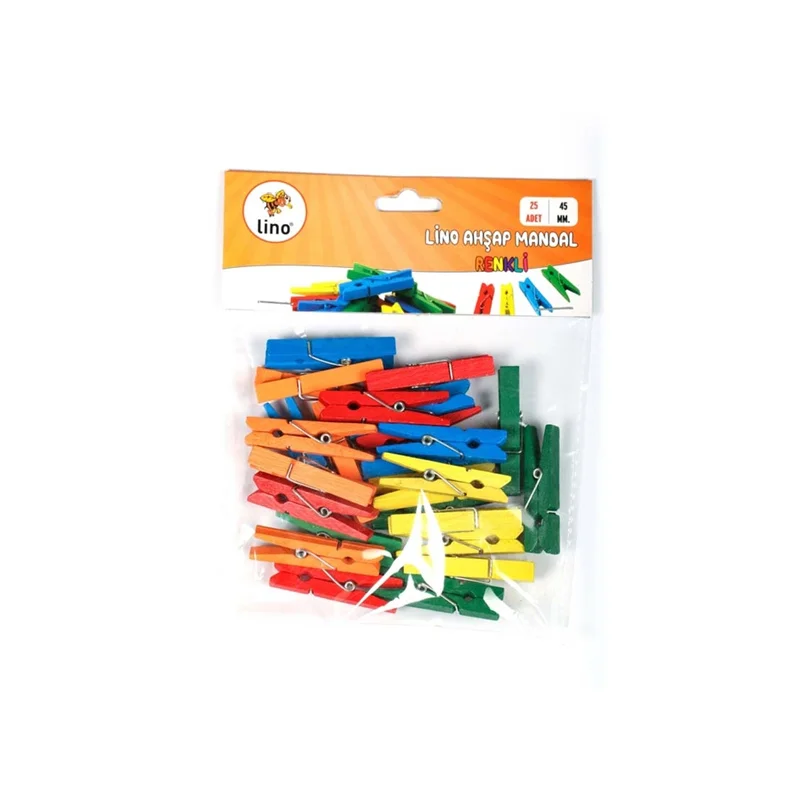 LINO RBZ-038 AHŞAP MANDAL RENKLİ 45 MM (Best)