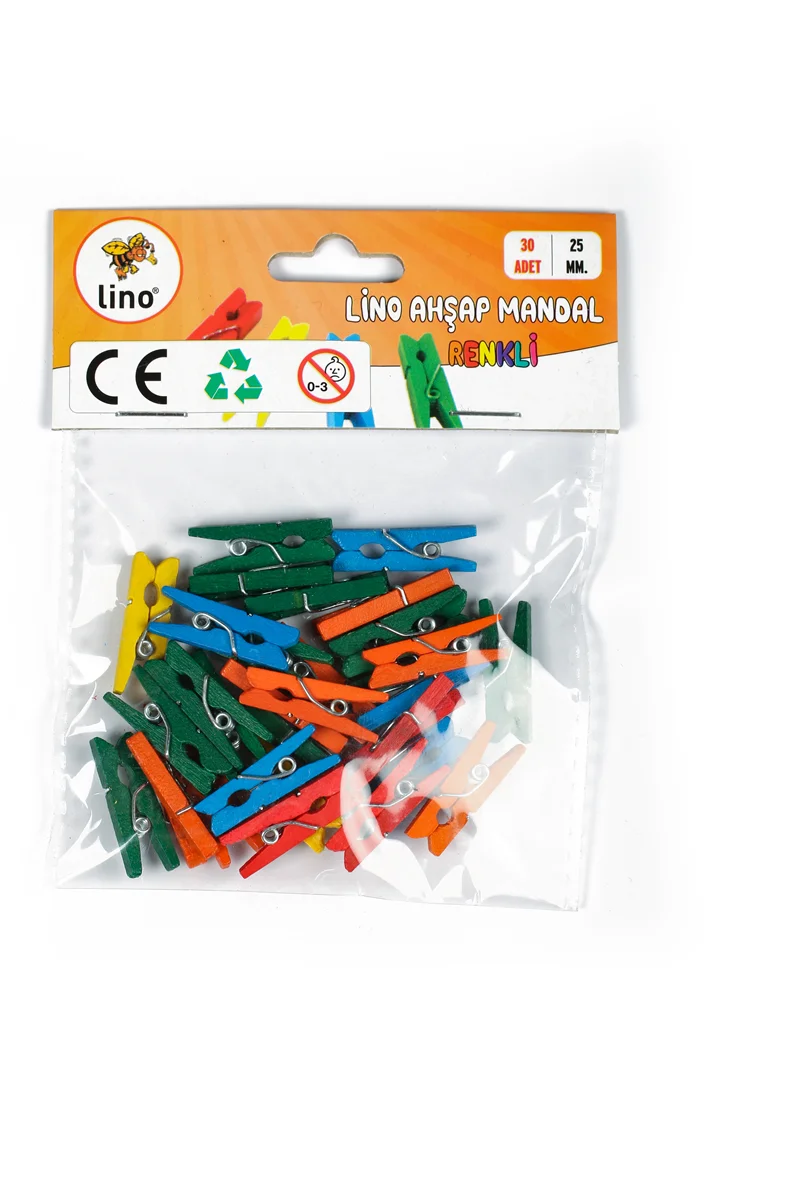 LINO RBZ-039 AHŞAP MANDAL RENKLİ 25 mm (Best)
