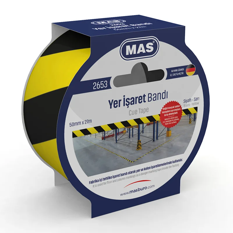 MAS 2653 50mmX27mt YER İŞARETLEME BANDI SARI-SİYAH (Best)