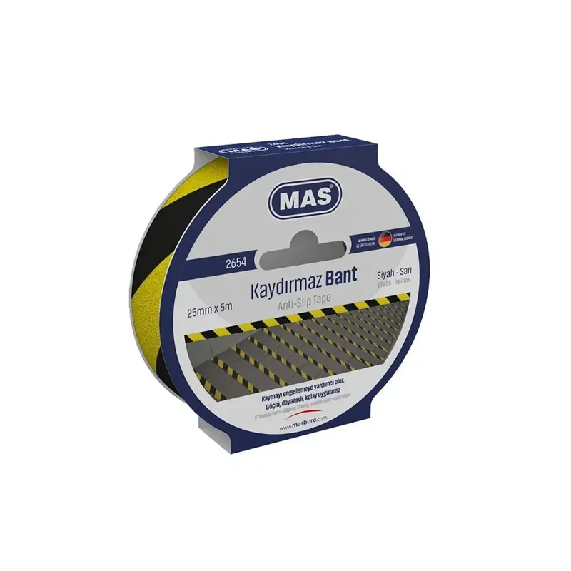 MAS 2654 KAYDIRMAZ BANT 25 mm x 5 mt SARI-SİYAH (Best)