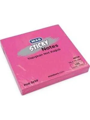 MAS 3658 POSTİT 76x76 100 YP YAPIŞKANLI NOT KAĞIDI NEON PEMBE (Best)