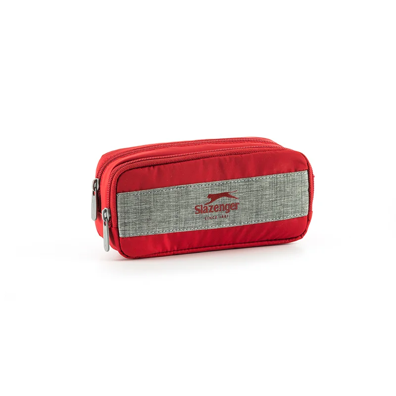 ME 23157 SLAZENGER TRAVELLER GRİ KIRMIZI KALEM ÇANTASI (Best)