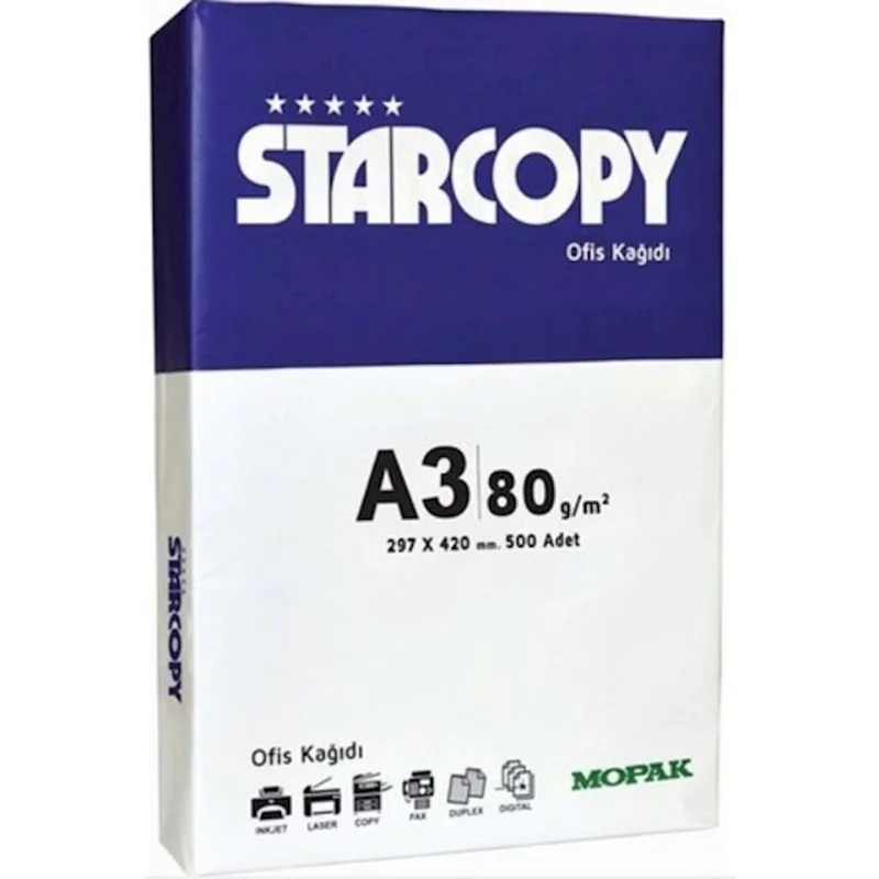 MOPAK A3 FOTOKOPİ KAĞIDI STARCOPY 500 LÜ 80 GR (Best)