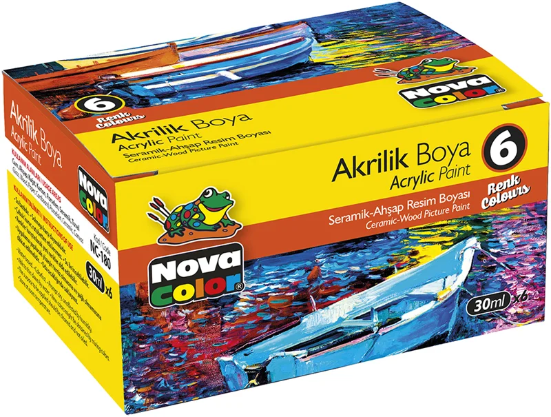 NOVA COLOR 6 RENK AKRİLİK BOYA ŞİŞE NC-180 (Best)