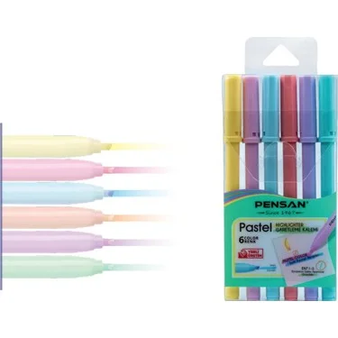 PENSAN 6 RENK PASTEL KESİK UÇ KEÇELİ KALEM 99096 (Best)