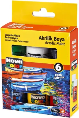 NOVA COLOR AKRİLİK BOYA ŞİŞE 6'LI 17 ML NC-2006 (Best)
