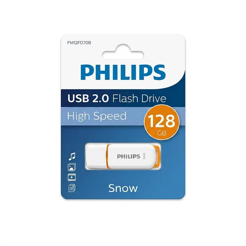 PHILIPS 128 GB SNOW USB2.0 BELLEK TURUNCU/BEYAZ FM12FD70B/00 (Best)