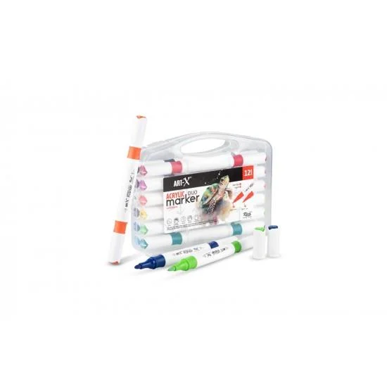 RICH ART-X AKRİLİK MARKER DUO ÇİFT UÇLU KALEM 12 Lİ SET KLM-18057 (Best)