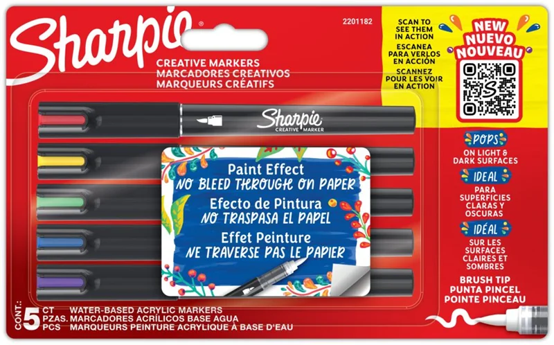 SHARPIE AKRİLİK MARKÖR FIRÇA UÇ 5 Lİ BLİSTER 2201182 (Best)