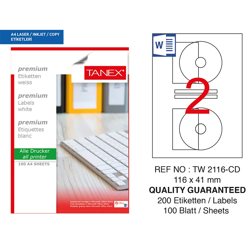 TANEX 116x41 LASER ETİKET TW-2116 (Best)