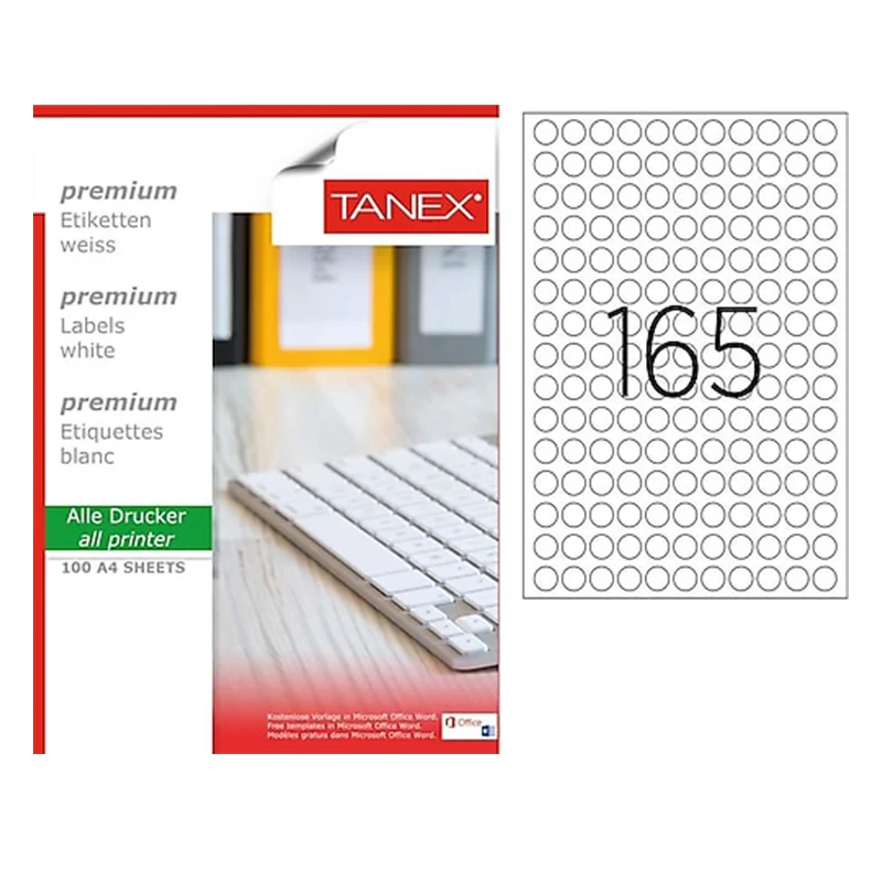 TANEX 15 mm YUVARLAK RENKLİ LASER ETİKET TW-2215 (Best)