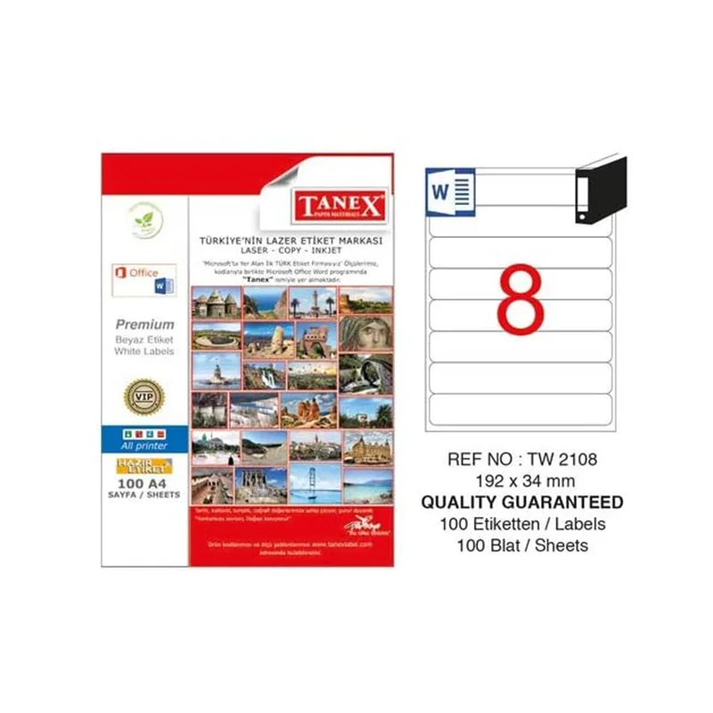 TANEX 192x34 LASER ETİKET TW-2108 (Best)
