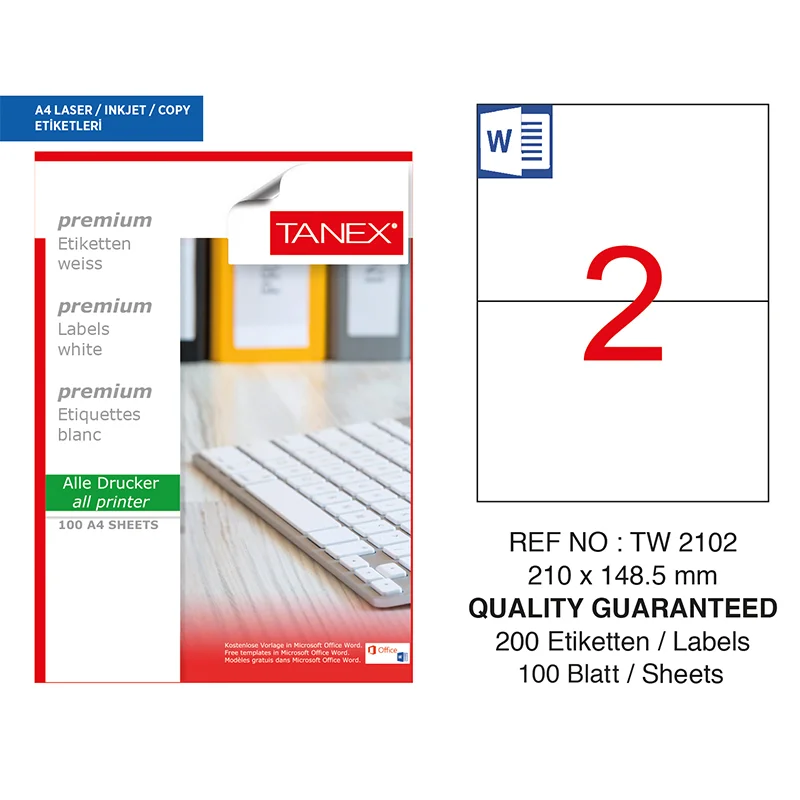 TANEX 210x148,5 LASER ETİKET TW-2102 (Best)