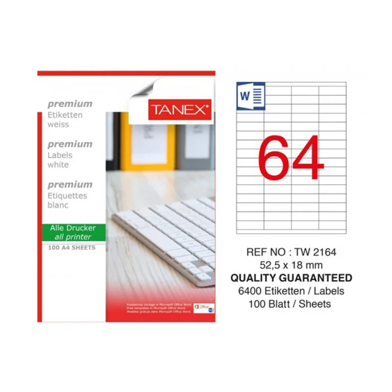 TANEX 52,5x18 LASER ETİKET TW-2164 (Best)