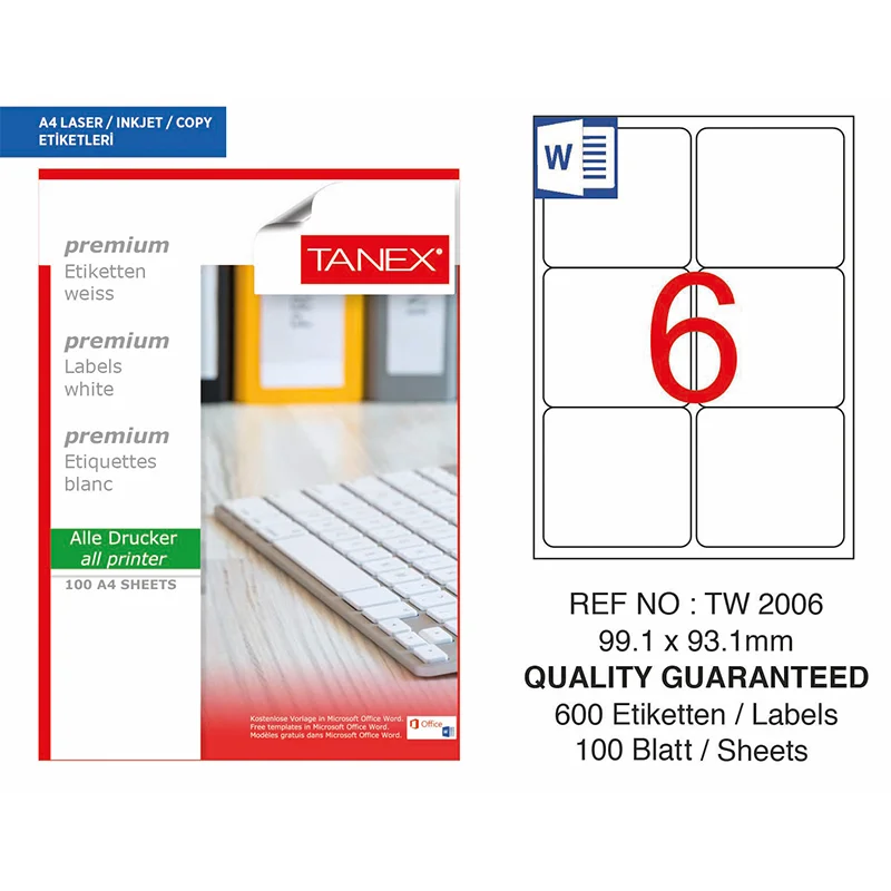 TANEX 99,1x93,1 LASER ETİKET TW-2006 (Best)
