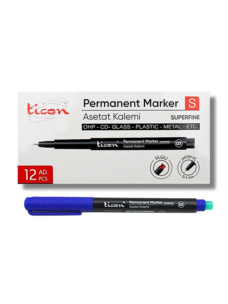 TİCON PERMANENT ASETAT CD KALEMİ S MAVİ 409796 (Best)