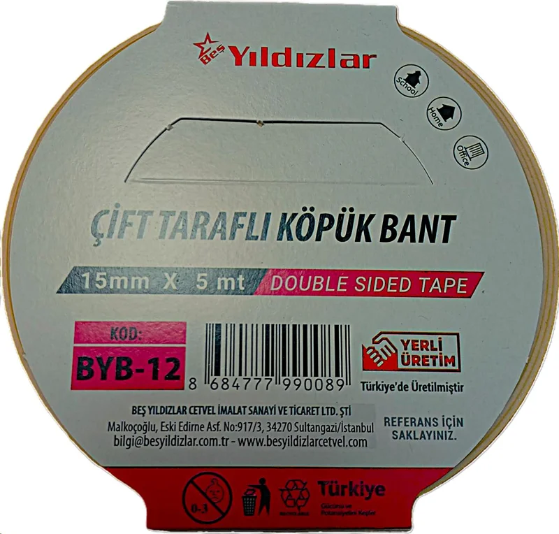 YILDIZLAR 15x5 ÇİFT TARAFLI KÖPÜK BANT BYB-12 (Best)