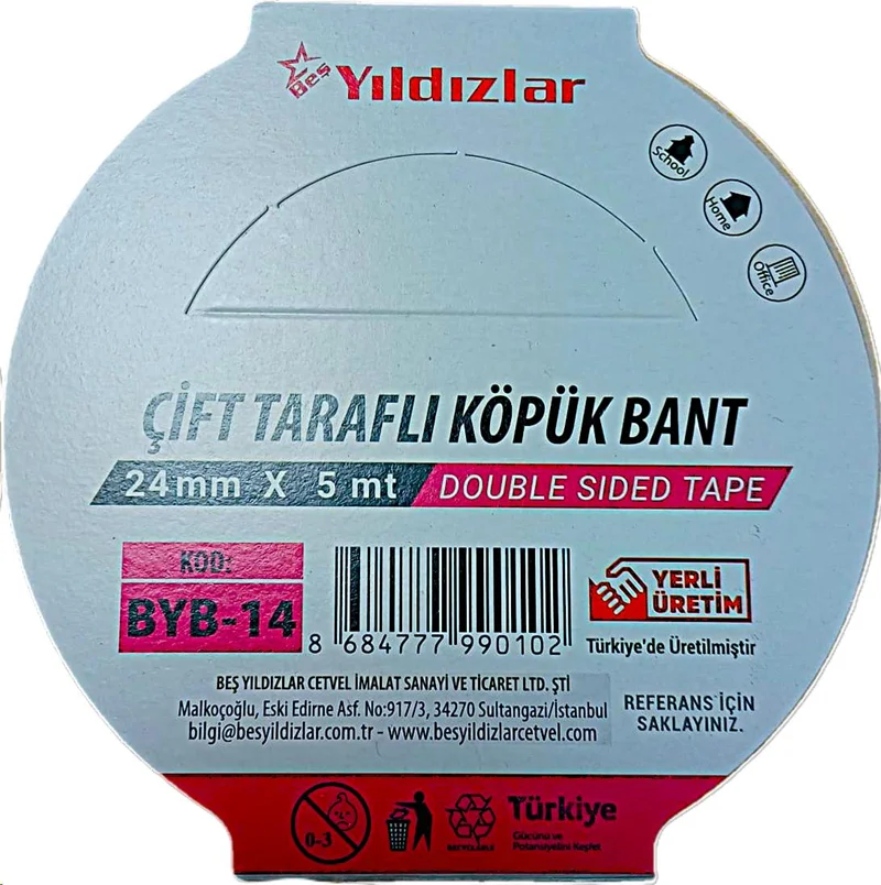 YILDIZLAR 24x5 ÇİFT TARAFLI KÖPÜK BANT BYB-14 (Best)