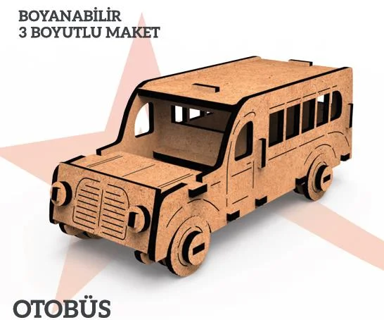 YILDIZLAR AHŞAP 3D AHŞAP BOYANABİLİR MAKET ARABA BYM-02 (Best)